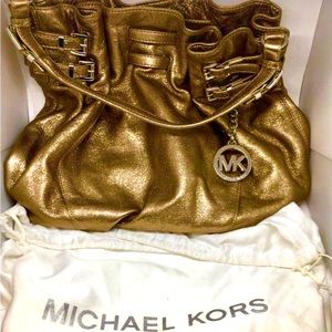 Michael Kors Edie Radiant Gold Python Shoulder Hobo Bag EUC Gorgeous!
